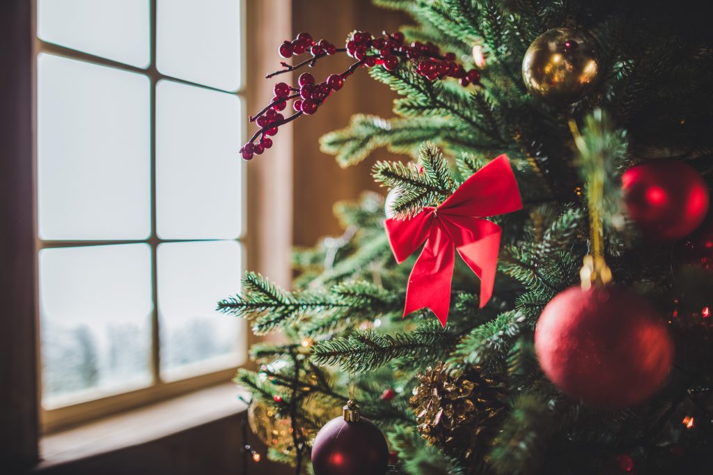 Decorations on Christmas tree